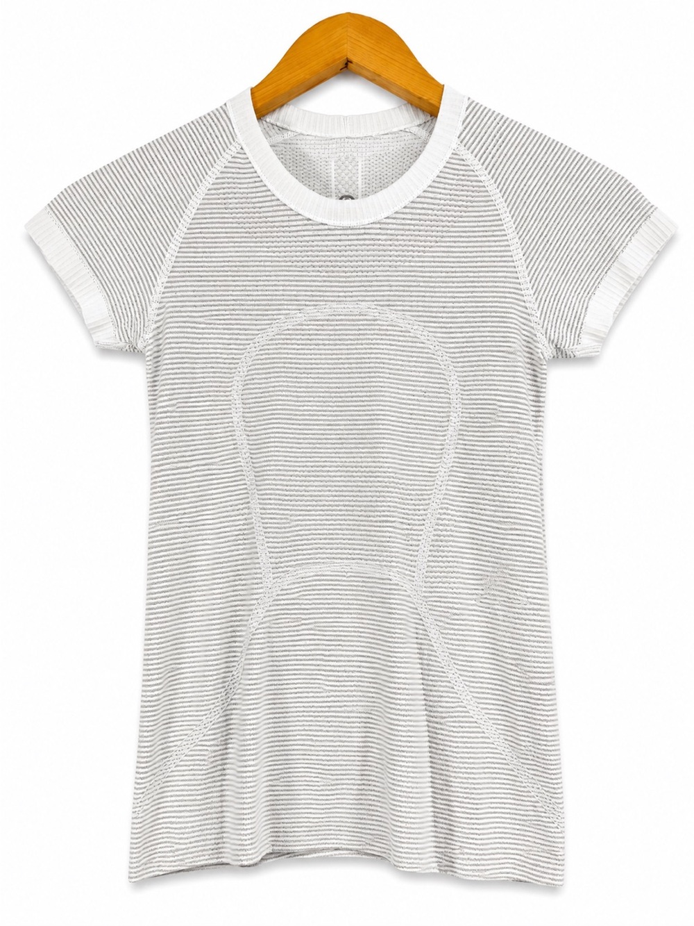 Lululemon Swiftly Tech Short Sleeve 2.0 Tempo Stripe White Black raw hem size XS
